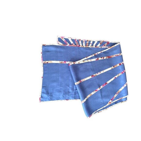 Vera Silk Blue Pink Splatter Print Rectangle Scarf MCM Vintage 60s - Picture 4 of 5